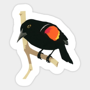 Red-winged Blackbird Paper Black Bird Agelaius phoeniceus Sticker